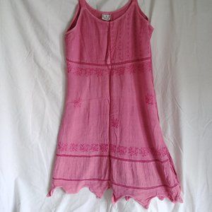 Lovely Pink Textured & Embroidered Mini Dress